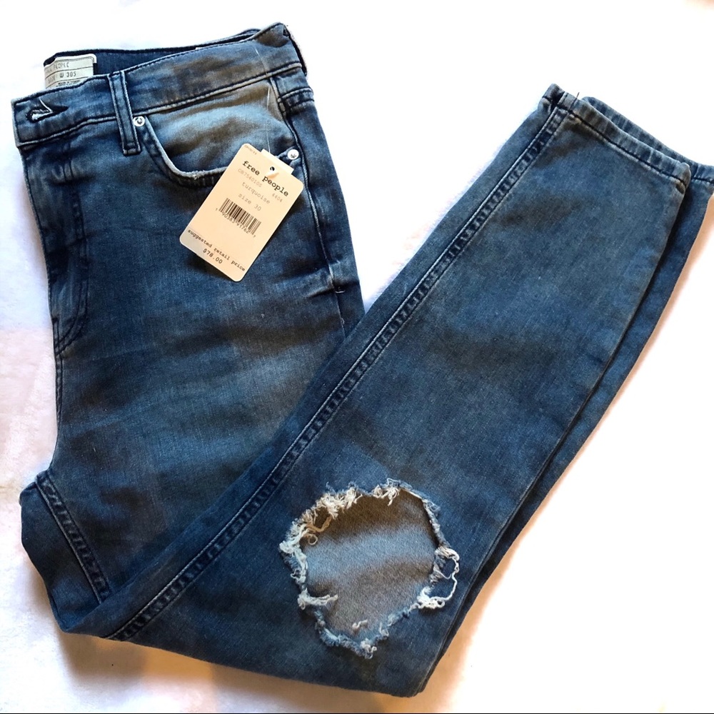 Free People Busted Knee Skinny Jeans Sz 30